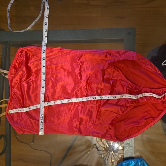 Weissman Turquoise Metallic Sequin w/ Hot Pink Leotard Dance Costume with Belt - Picture 6 of 16